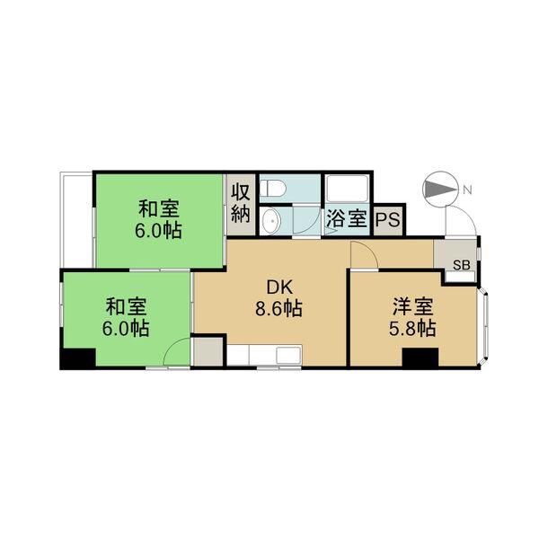 第2森ビル(3DK/4階)の間取り写真