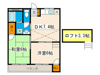 メゾン星風(2DK/2階)の間取り写真
