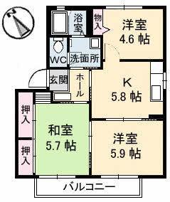 リベラ太田A・B棟(3K/1階)の間取り写真