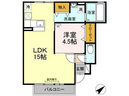 エトワールしゅりII(1LDK/1階)の間取り写真