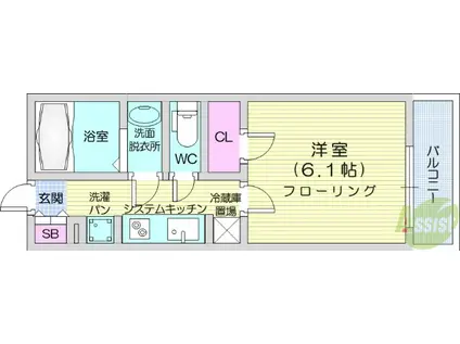 ヴィレッタ晩翠(1K/4階)の間取り写真