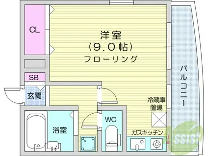 ハイレジデンス南光台(ワンルーム/1階)の間取り写真