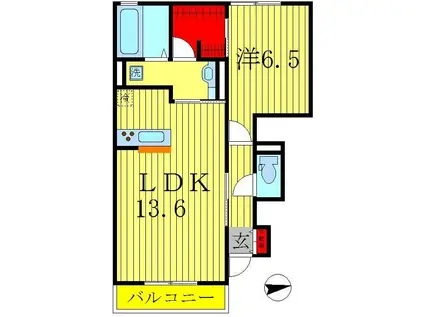 CREAI(1LDK/1階)の間取り写真