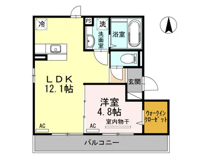 セジュールDHA棟(1LDK/2階)の間取り写真