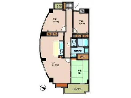 シーブリーズ東原弐番館(3LDK/7階)の間取り写真