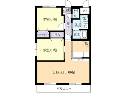 メルヴェイユマンションアネックス(2LDK/2階)の間取り写真