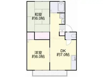 ウィンディア湊II(2DK/2階)の間取り写真