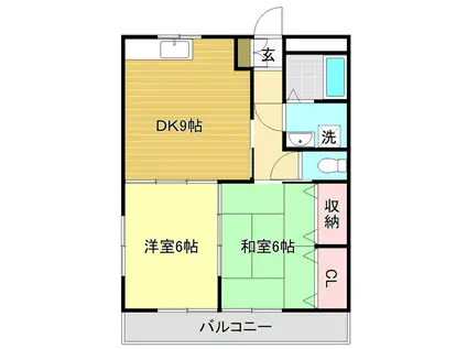 ハイツハピィバリーIIE棟(2DK/3階)の間取り写真