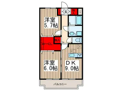 パレット(2DK/2階)の間取り写真