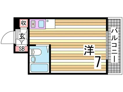スプリングハイツ5(ワンルーム/3階)の間取り写真
