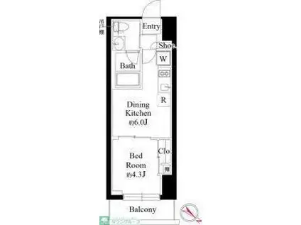 グランパセオ銀座築地(1DK/7階)の間取り写真