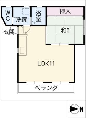 ハイツサカエ(1LDK/3階)の間取り写真