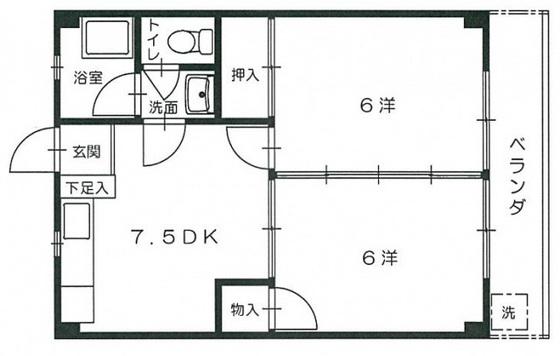 島本マンション(2DK/3階)の間取り写真