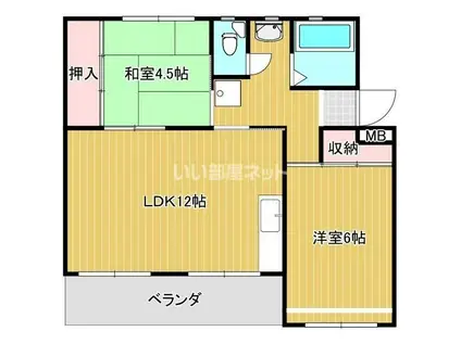 スカイコートあけの(2LDK/4階)の間取り写真