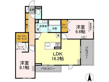 アーブル 西岩田(2LDK/3階)の間取り写真
