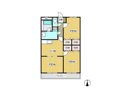 リバ-ヒルズ大門(3DK/4階)の間取り写真