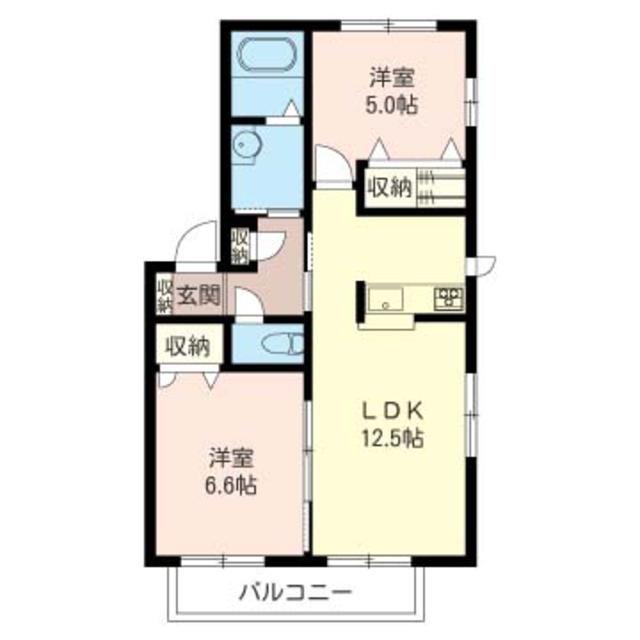 ＪＲ外房線 茂原駅 徒歩19分 2階建 築18年(2LDK/1階)の間取り写真