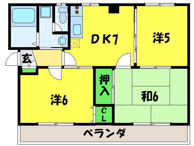 コモド野麿(3DK/2階)の間取り写真