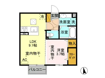 D-ROOM オリーブ ガーデン101(1LDK/1階)の間取り写真