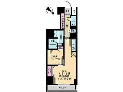 アーク銀座京橋(1DK/6階)の間取り写真