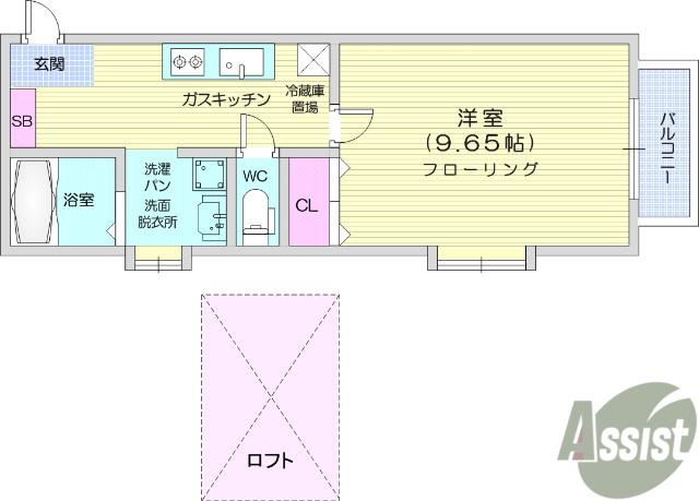 エルマーノ愛子中央一番館(1K/2階)の間取り写真