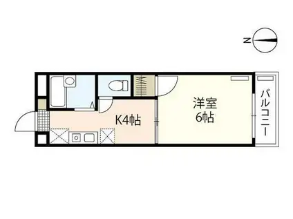 ハイム波多野(1K/2階)の間取り写真