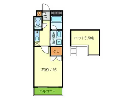 プレベール千里中央(1K/2階)の間取り写真