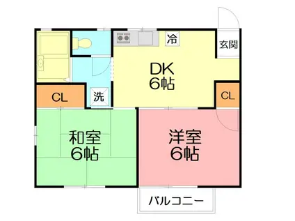 リバーサイド中山II(2DK/2階)の間取り写真