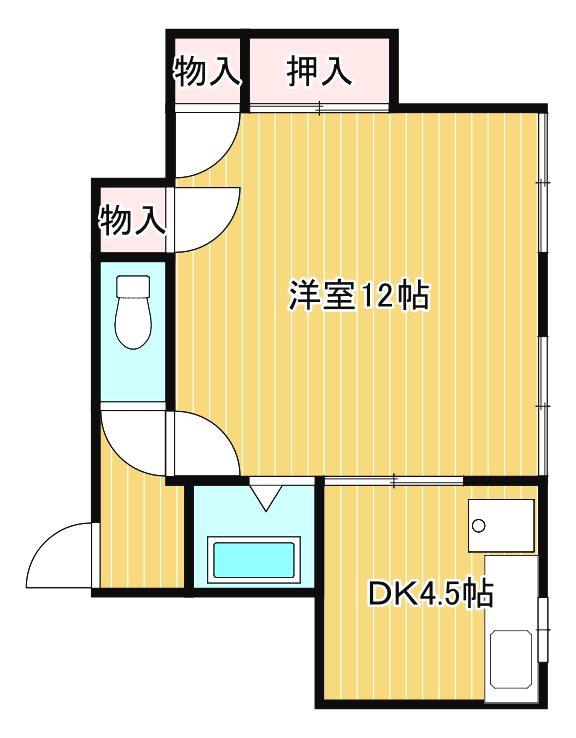 シャンブルピーヌ(1DK/2階)の間取り写真
