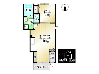 パーク アクシスA(1LDK/1階)の間取り写真