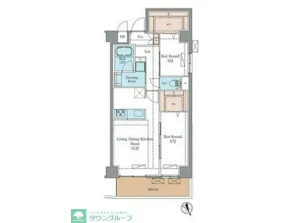 ラグゼナ平井サウス(1LDK/2階)の間取り写真