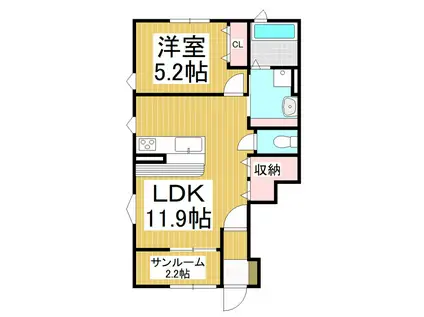 クアトロ常盤A(1LDK/1階)の間取り写真