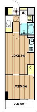 リアライズ今里南(1LDK/9階)の間取り写真