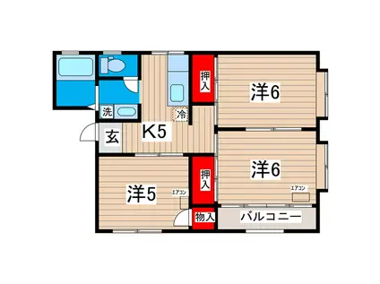 ヤママスコーポ(3K/2階)の間取り写真