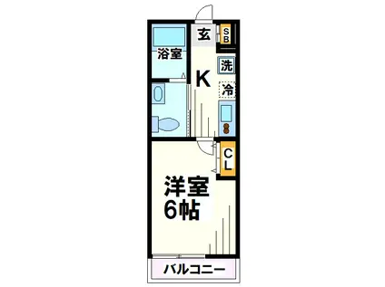 ソルブラン松戸(1K/2階)の間取り写真