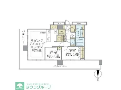 THE TOWER 湘南辻堂(2LDK/26階)の間取り写真