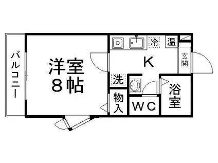 全健ハイム八木山II(1K/2階)の間取り写真