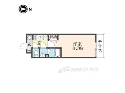 グランデコート薬大前ノース2(1K/1階)の間取り写真