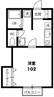 エトランス小松町B(1K/1階)の間取り写真