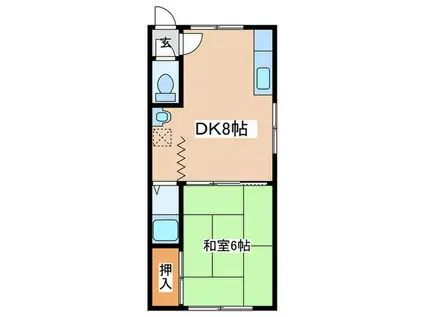 シャトーホワイト(1DK/2階)の間取り写真