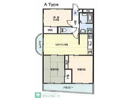 グランディール・ミユキ(3LDK/3階)の間取り写真