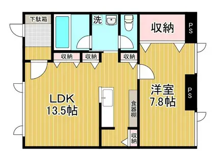 アステリア(1LDK/1階)の間取り写真