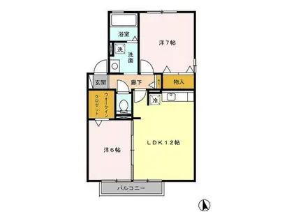 トゥール・ビヨン A(2LDK/2階)の間取り写真