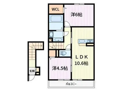 PRENDRE SOPHIA(2LDK/2階)の間取り写真