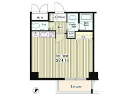 ワッツ白金(1K/6階)の間取り写真