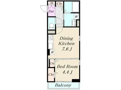 ロイジェント高島平(1DK/1階)の間取り写真