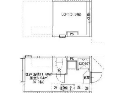 SUNNY HILLS 新小岩(ワンルーム/1階)の間取り写真