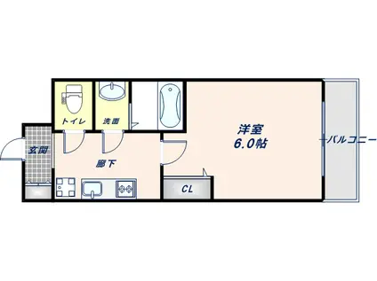 ファステート大阪上本町ソーレ(1K/5階)の間取り写真