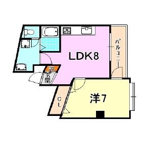 白蘭マンション(1LDK/6階)の間取り写真