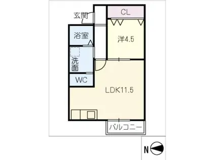 MAJESTIC松阪2ND(1LDK/2階)の間取り写真